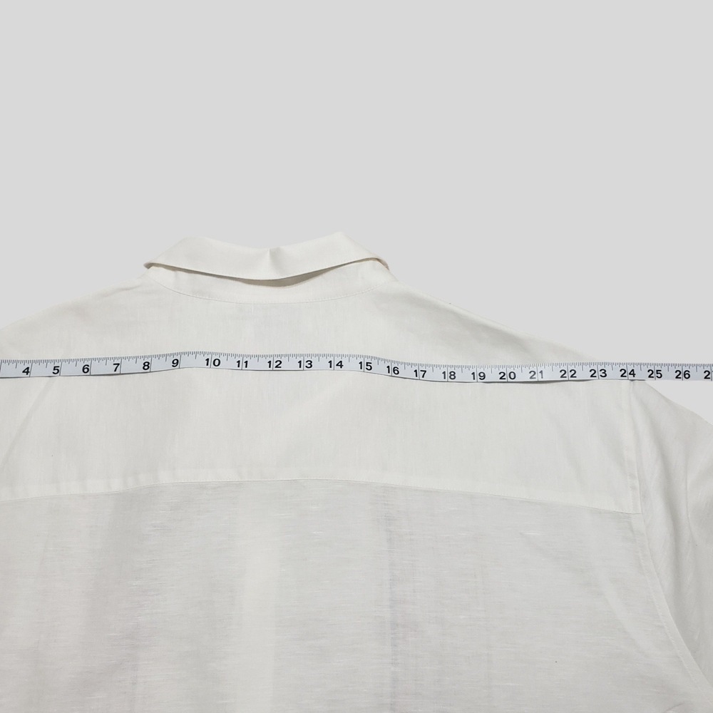 Cubavera Mens 4XLT White Linen Blend Striped Short Sleeve Button Up Shirt - Picture 9 of 10